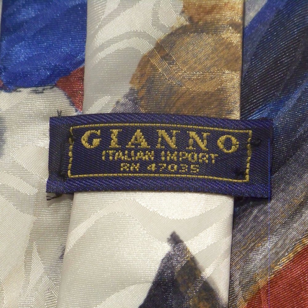 Gianno Italian Imported 100% Polyester Red/White/Blue/Orange/Green Floral Tie